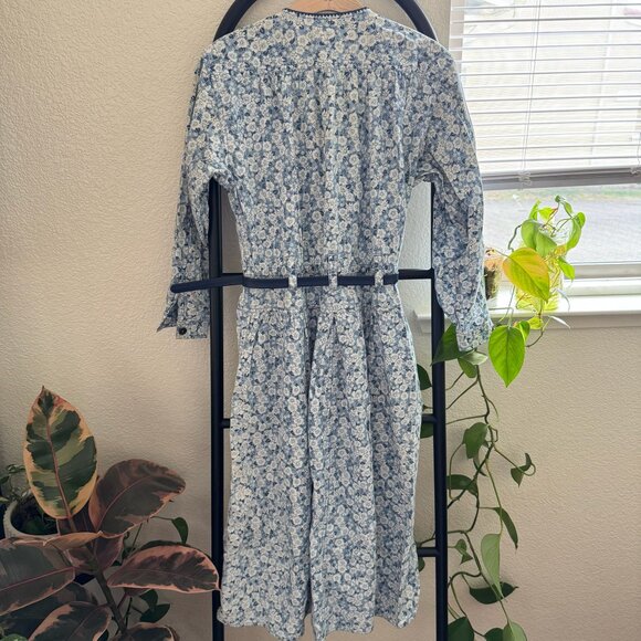 Vintage Liz Claiborne Blue Floral Peasant Long Sleeve Midi Dress Size Petite M - Picture 11 of 12